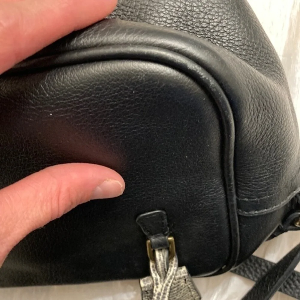 J Crew black leather signet crossbody bag lock key